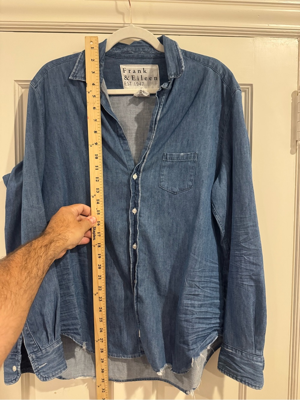 Frank & Eileen Men's Washed Blue Denim Button-Down Shirt - Picture 5 of 6